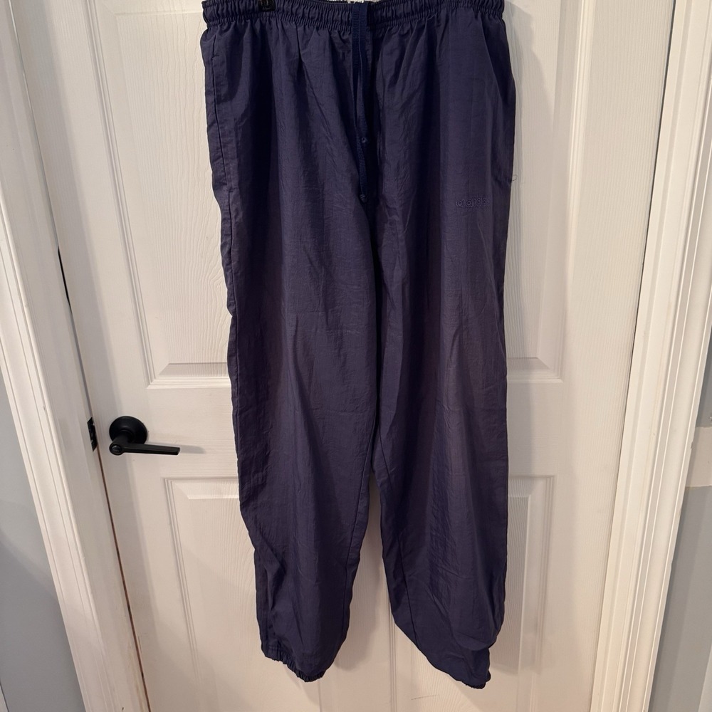 Vintage Adidas Pants Mens XL Blue Windbreaker Track Joggers Ankle Zip 90s‎ Y2K